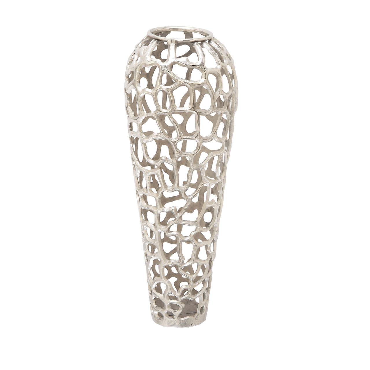 33&#x22; Silver Aluminum Contemporary Vase